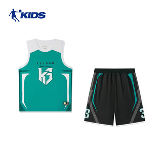 乔丹童装男童夏装套装2025新款学生夏季儿童速干篮球套大童运动服