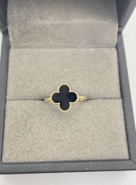 14k纯金AU585黑玛瑙戒指孤品重量2.01克 14号标准码不能调节