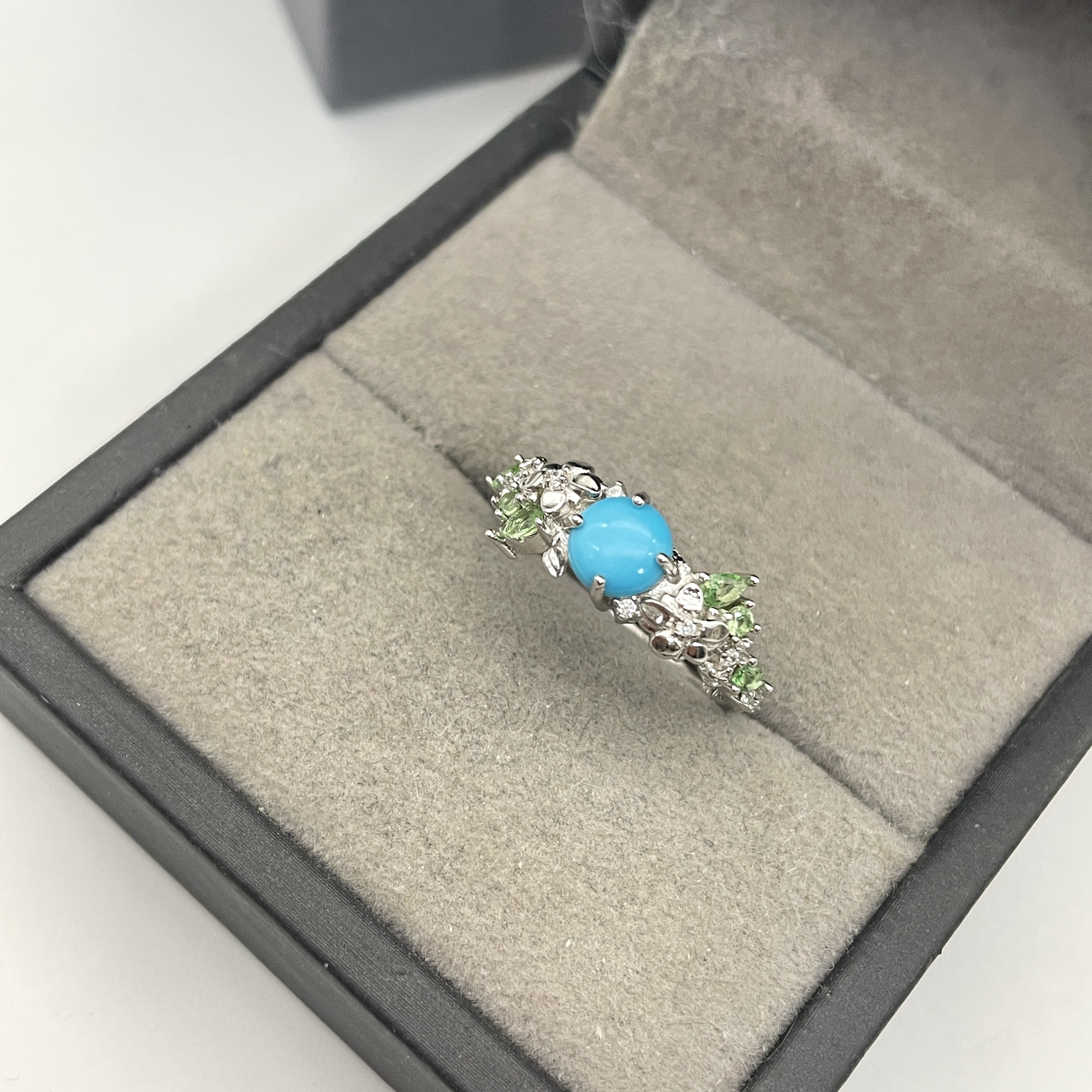 出口日本纯银镀铂金天然绿松石开口戒指孤品,饰品/流行首饰/时尚饰品新,戒指/指环,淘宝优惠券,粉丝福利购,淘宝优惠卷