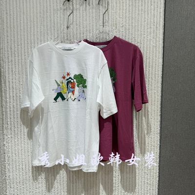 欧洲站2026夏新款卡通风短袖T恤女圆领印花宽松百搭上衣潮流时尚