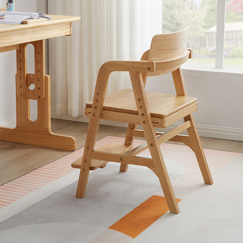 实木可调节升降学习椅儿童餐椅