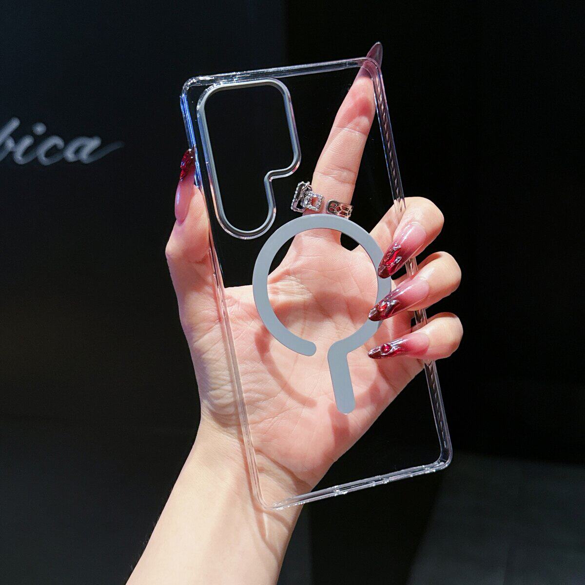 适用三星S25ULTRA高透透明手机壳问号设计磁吸三星S25ULTRA黄保护套