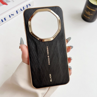 新品金丝银锦轻奢适用华为Mate80rs非凡大师手机壳新款素皮商务mate50rs软边全包防摔保护套