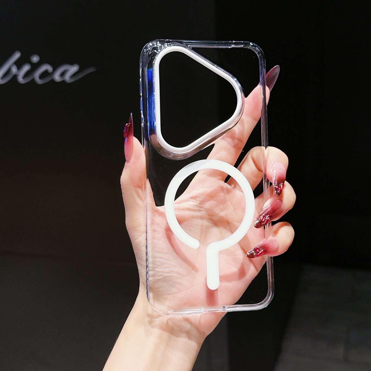 适用P80PRO高透透明手机壳问号设计HUAWEIP80ULTRA磁吸手机壳