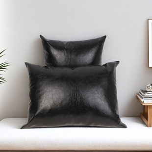 纯色皮革抱枕客厅皮沙发长方形腰靠枕办公室靠垫PU枕套芯免洗防水