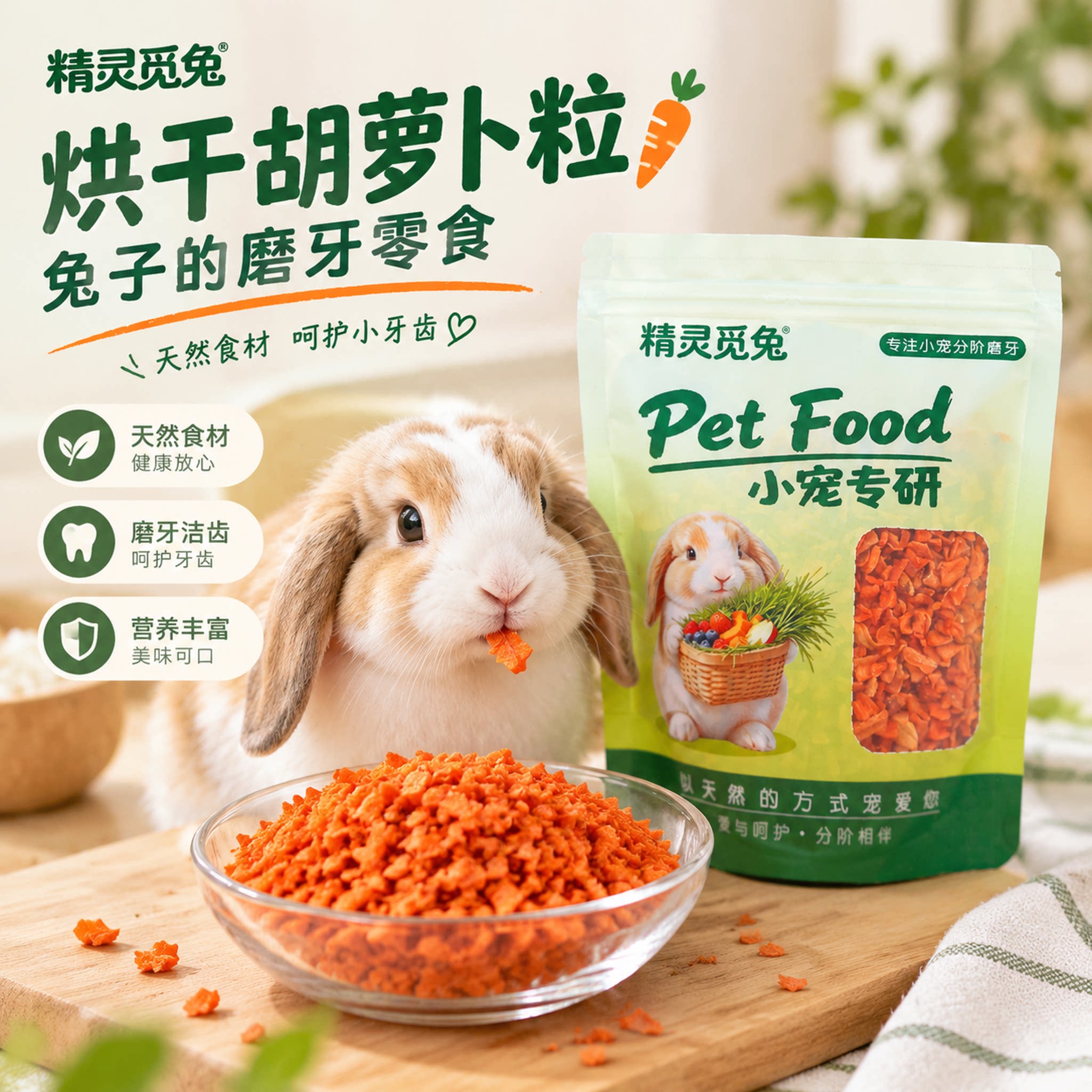 兔子胡萝卜干粒烘干蔬菜沙拉营养维c助消化仓鼠龙猫豚鼠磨牙零食
