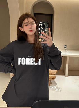 束口长袖T恤女卫衣黑色显瘦ins学生内搭打底衫韩版上衣服长袖外穿