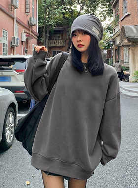 2025曼巴棉秋冬圆领美式港风慵懒风卫衣女爆款高级感上衣百搭情侣