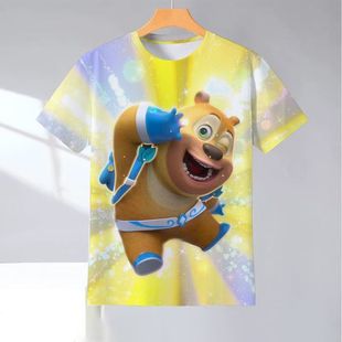 3d印花网红潮流小学生t恤 圆领短袖 熊出没痛衣2025年夏季 畅销爆款