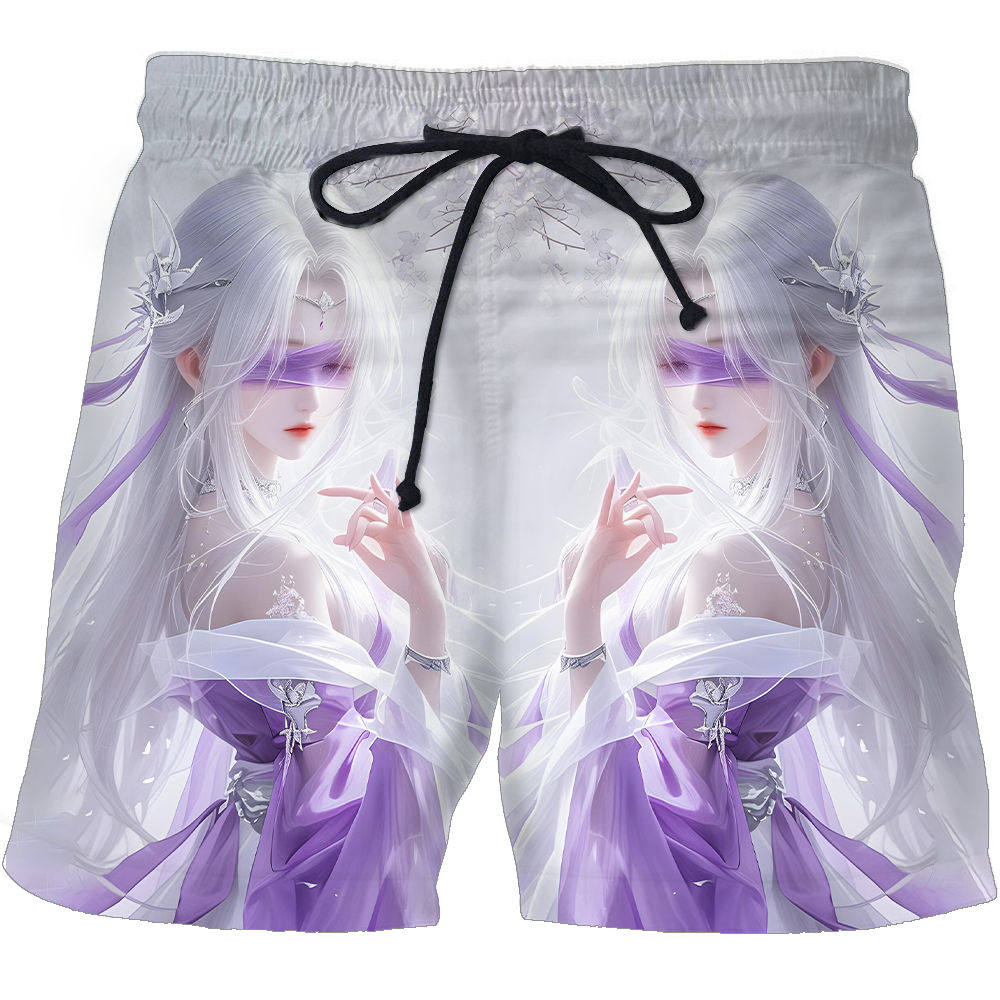 网红炸街男女款夏季精品上新潮牌二次元美女图案短裤3D印花休闲款,男装,短裤,淘宝优惠券,粉丝福利购,淘宝优惠卷