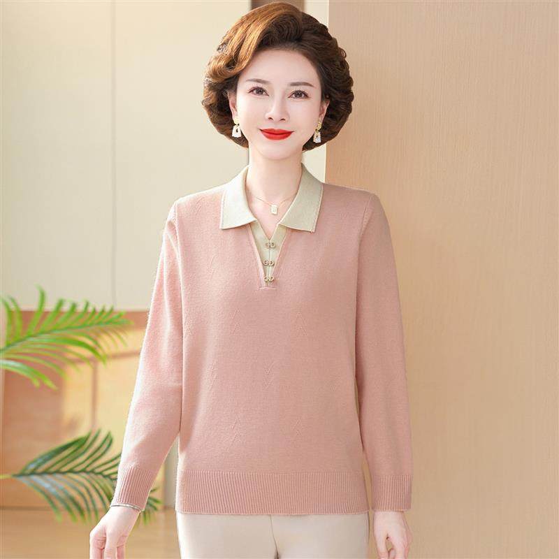 洋派妈妈装针织翻领衫女翻领长袖中老年女装时尚打底毛衣春秋上衣,女装/女士精品,中老年女装,淘宝优惠券,粉丝福利购,淘宝优惠卷