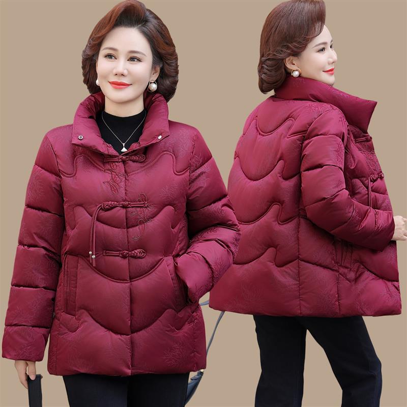 中年妈妈冬装棉衣外套新款羽绒棉服洋气中老年女冬季保暖加厚棉袄