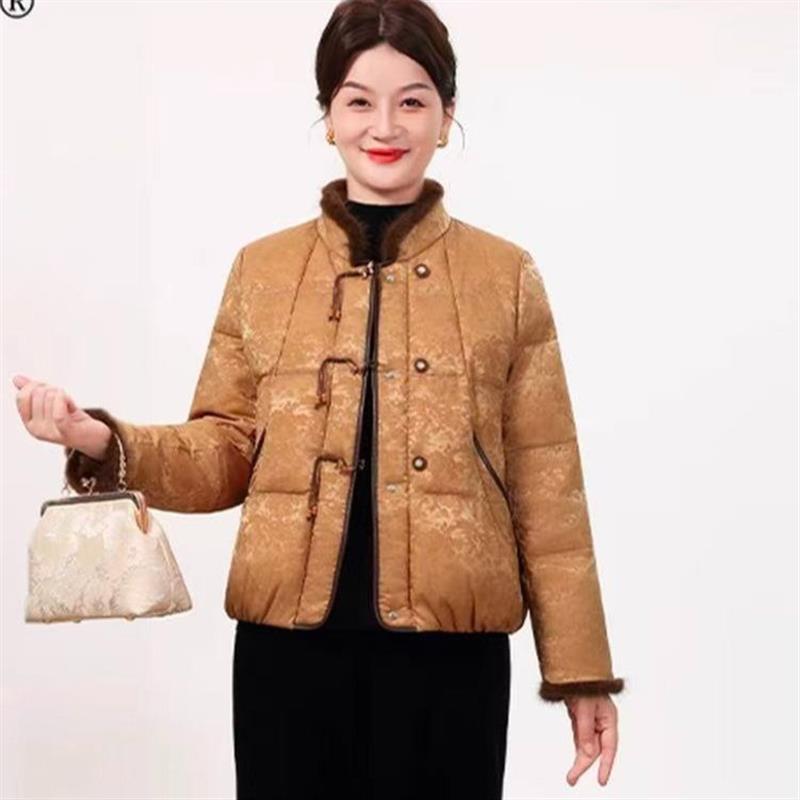 中老年妈妈装冬季羽绒棉服2025新款时尚洋气棉衣中式国风保暖外套