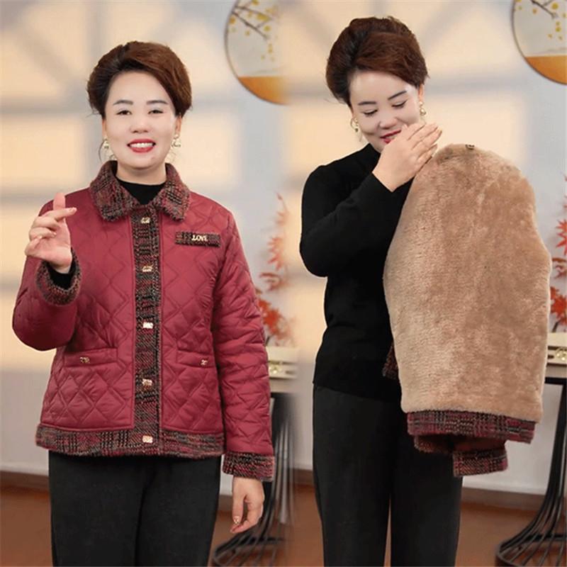 妈妈冬装棉袄外套加绒加厚小香风棉衣洋气中老年女装秋冬新款棉服