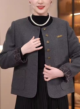 妈妈春装时尚外套2025新款中老年女装春秋洋气高贵小香风百搭上衣