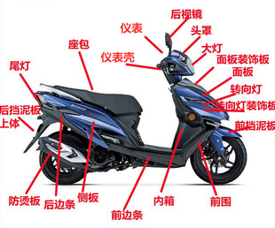 适用豪爵USR125外壳HJ125T-21全车壳仪表罩灯箱侧盖面板前围内箱
