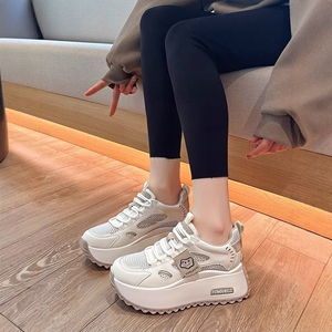 软底休闲运动网面透气内增高阿甘鞋女款真皮2025夏季新款轻便