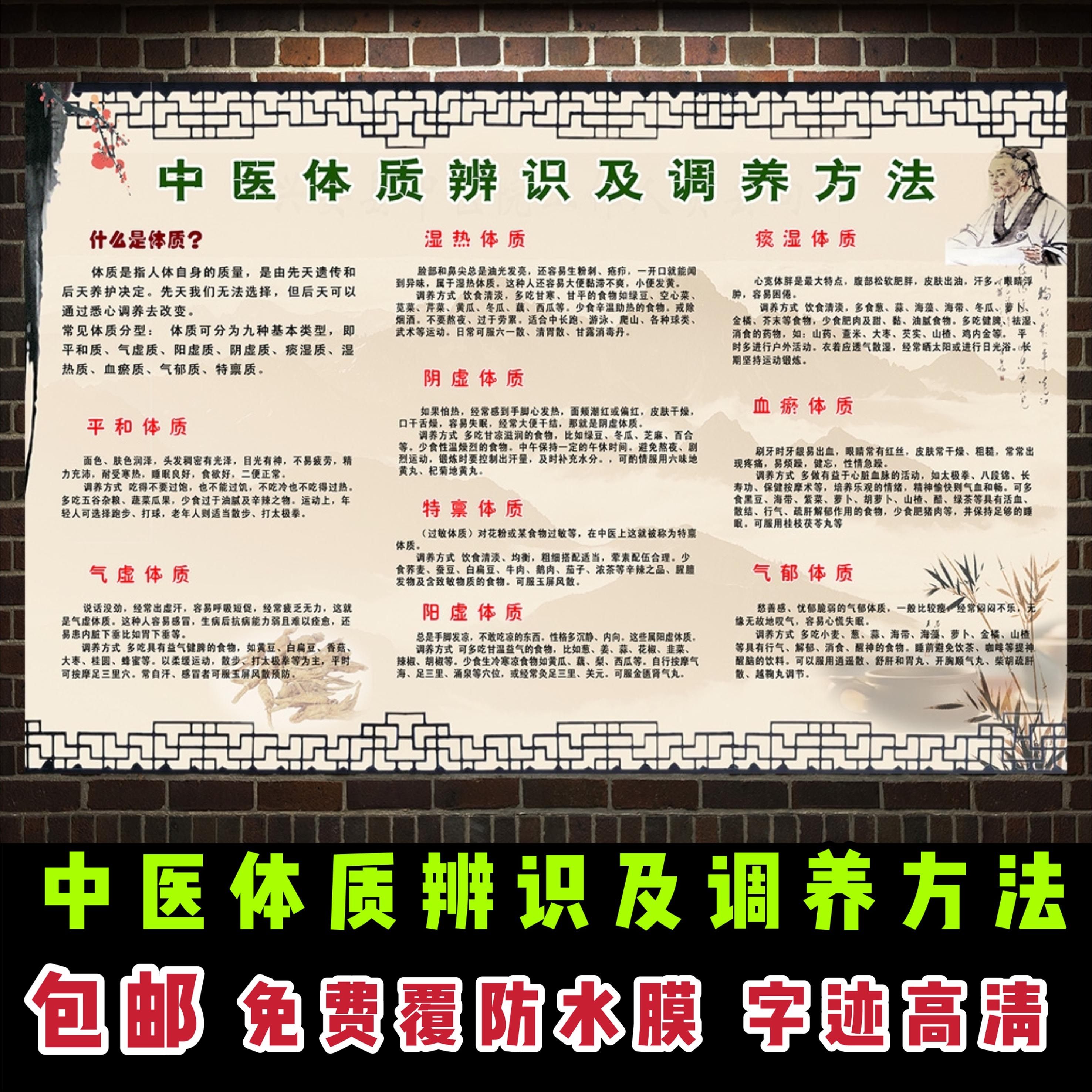 中医养生馆人体九种体质辨识海报挂图艾灸广告宣传画美容院装饰画