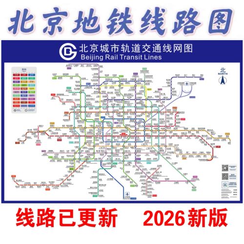 2026新版北京地铁换乘线路图海报
