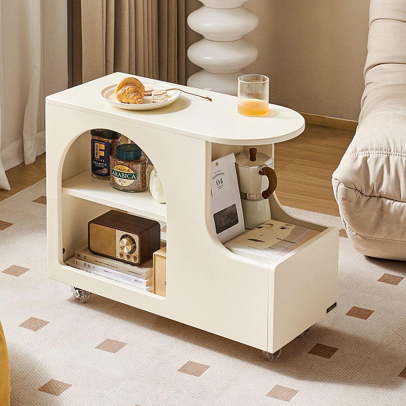 全友家居边几边柜可移动奶油风