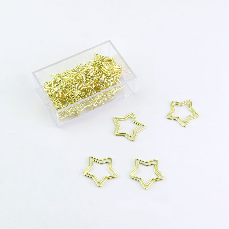 仿金五角星可爱大号曲别针创意造型回形针书签试卷夹