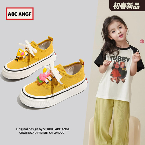 ABCANGF儿童帆布鞋软底大头板鞋