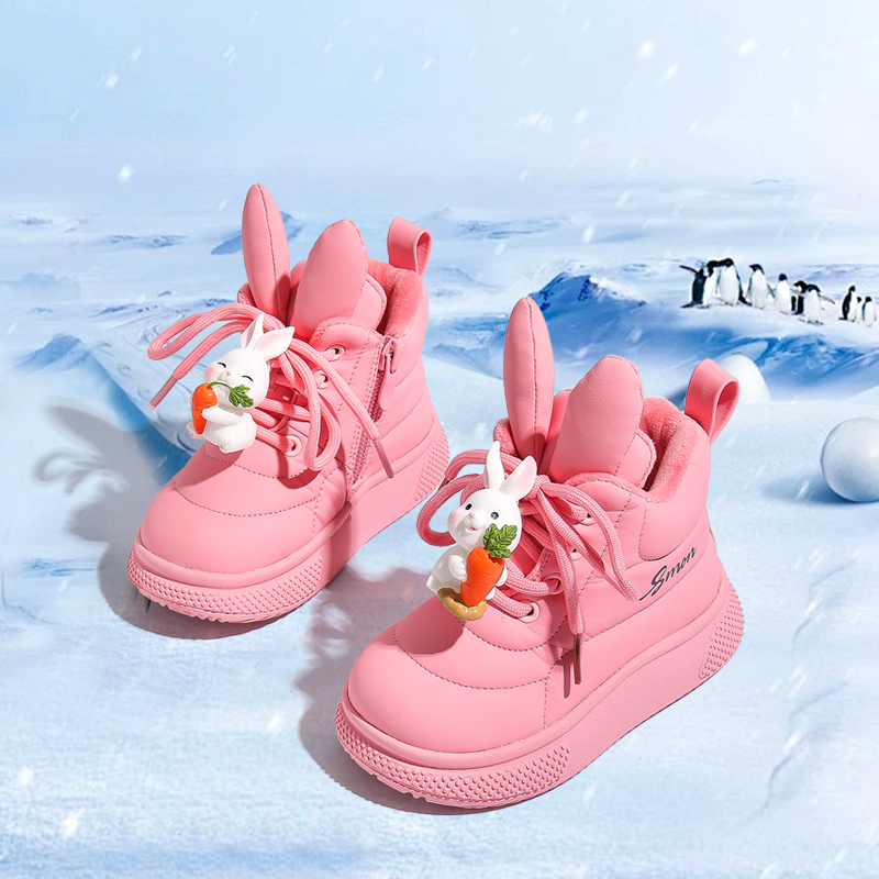 ABCANGF加绒加厚软底女童雪地靴
