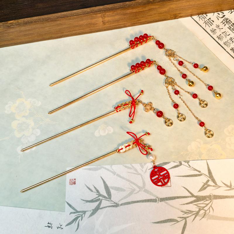 发簪合金中式古风同心结