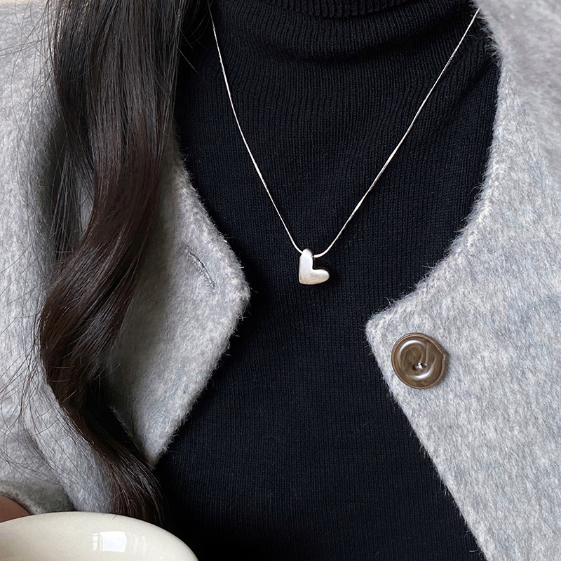 银色拉丝极简风韩系长项链