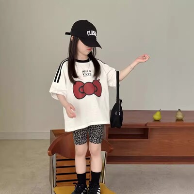 夏季超好看洋气蝴蝶结短袖T恤