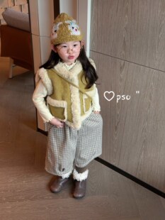 2026新款女童套装儿童洋气时髦马甲打底衫两件套皮毛一体猫之树