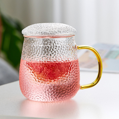 玻璃杯带把手耐高温茶水分离办公室2025新款家用带盖子喝水泡茶杯