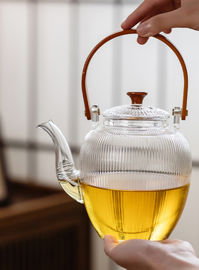 玻璃煮茶壶耐高温加厚黑晶炉烧水壶2025新款家用提梁大泡茶壶茶具
