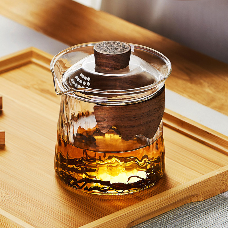 玻璃盖碗泡茶杯带盖子隔热新款高档不烫手三才手抓功夫茶具茶碗套