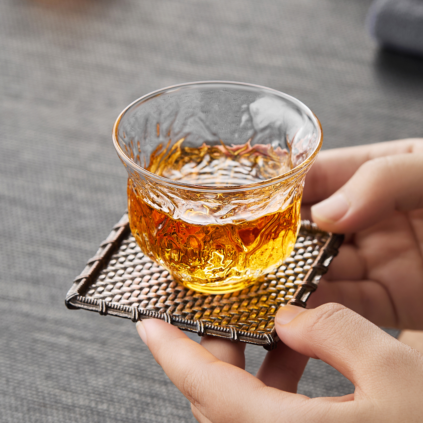 玻璃小茶杯耐高温加厚喝茶杯