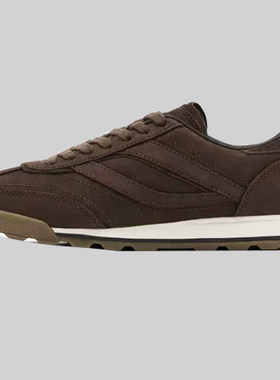 2026新款女鞋时尚休闲鞋运动鞋MD真皮系带牛反绒圆头舒适德训鞋