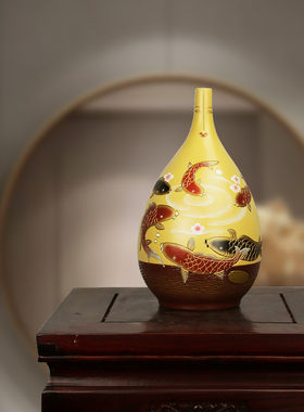 云南特色陶瓷新中国风摆件博古架入口花瓶电视柜家装工艺禅宗风格