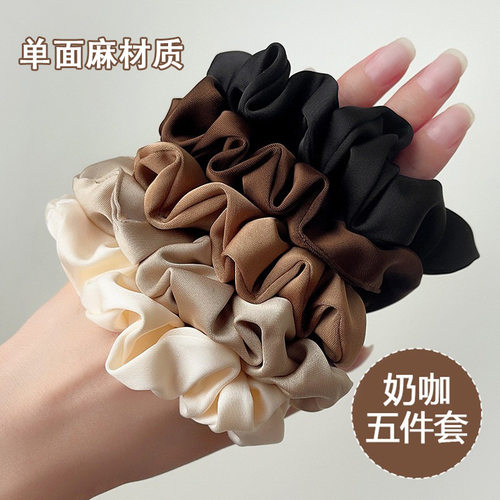 韩系优雅缎面大肠发圈法式感轻奢头绳肥肠皮筋发饰女五色套装
