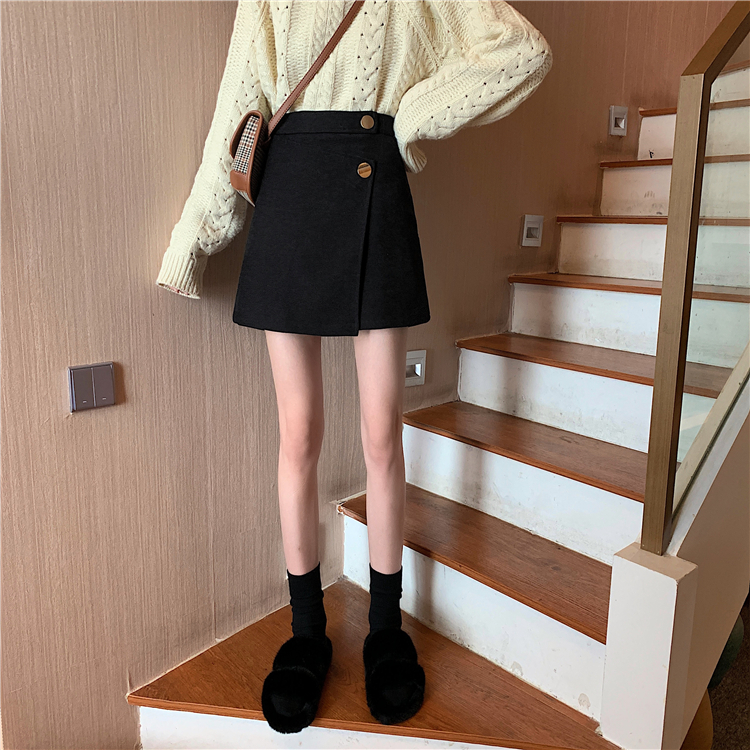 Real shot / real price Korean black personalized high waisted slim casual A-line skirt skirt
