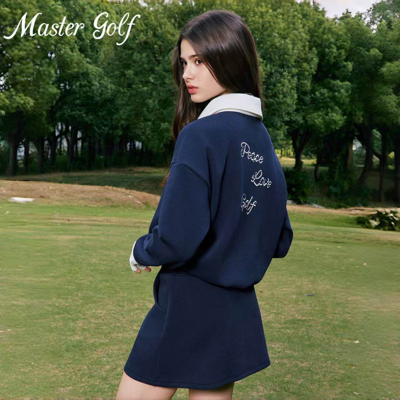 MG女士学院风Polo领长袖卫衣套装