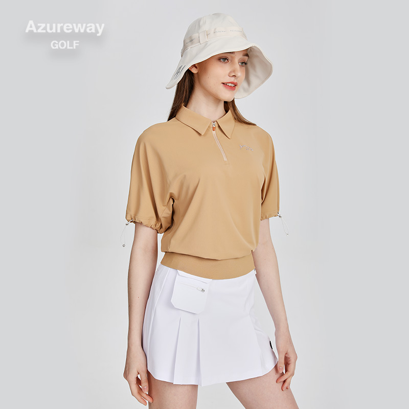 AW高尔夫女装套装夏季短款收腰短袖T恤GOLF户外运动宽松休闲上衣