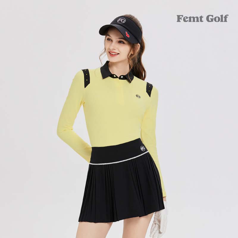 FG高尔夫女士服装女款长袖t恤黑色上衣高尔夫套装女时尚显瘦女装
