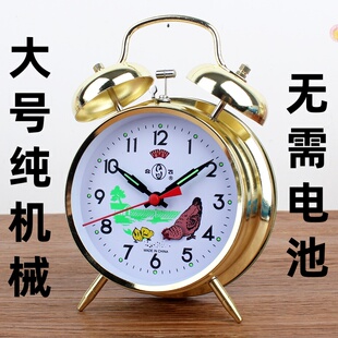 机械上发条闹钟复古马蹄闹钟创意学生卧室超大声闹表老式金属钟表