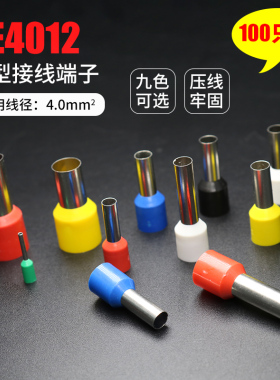 VE4012管型端子针形预绝缘接线端子冷压端子铜鼻子4平方插针100只