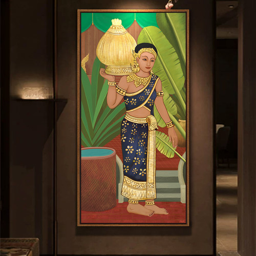 东南亚泰式人物装饰画客厅玄关画