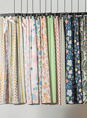 棉绸睡裤女夏薄款人造棉阔腿裤春秋可外穿宽松家居空调九分长裤子