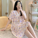 外穿家居服 棉绸睡裙夏季 薄款 防凸点短袖 连衣裙可爱人造棉睡衣大码
