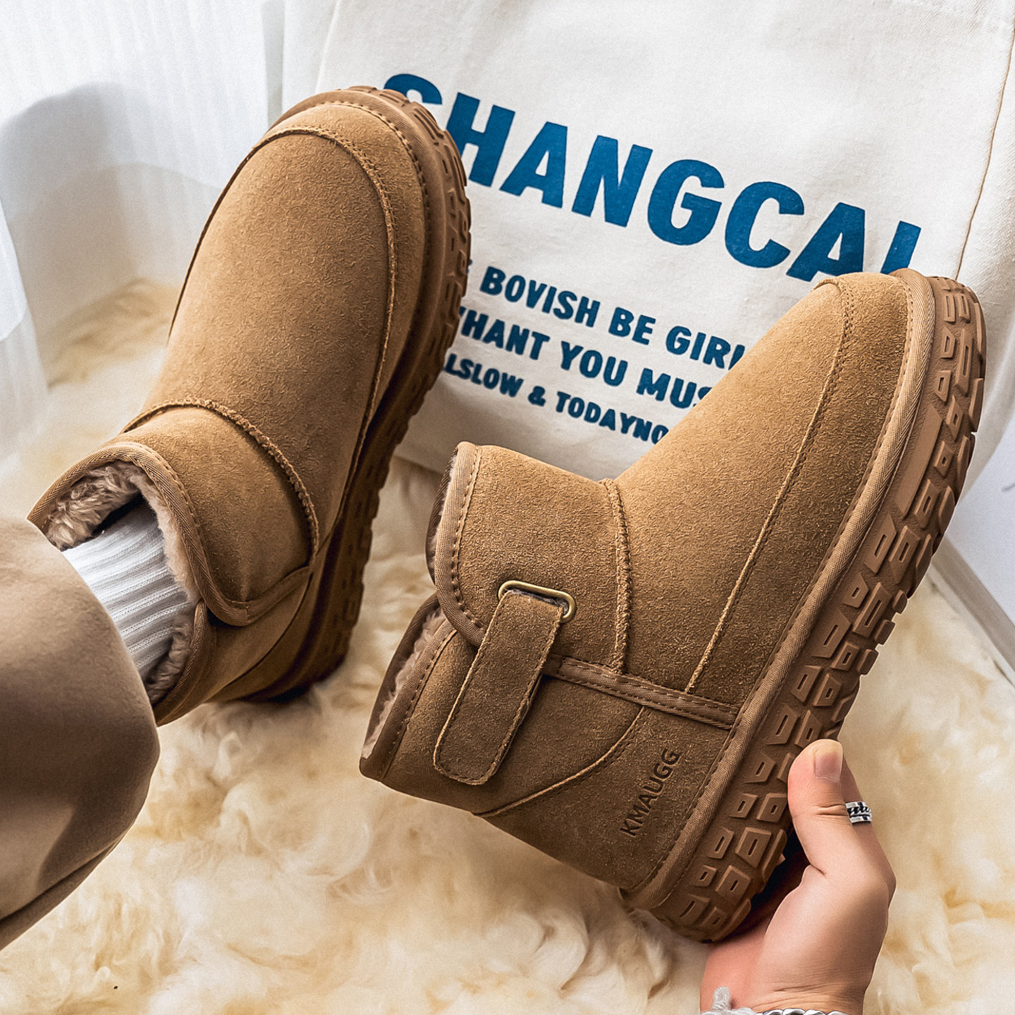 【大码加宽加肥雪地靴加绒保暖】