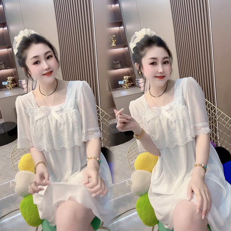 夏季宽松韩版睡裙气质时尚洋气性感法式睡衣蕾丝连衣裙薄款家居服