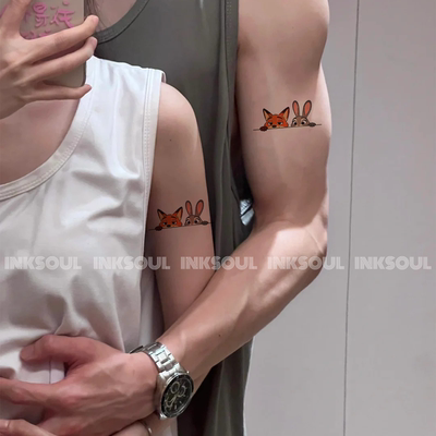INKSOUL甜蜜窥探可爱情侣纹身贴